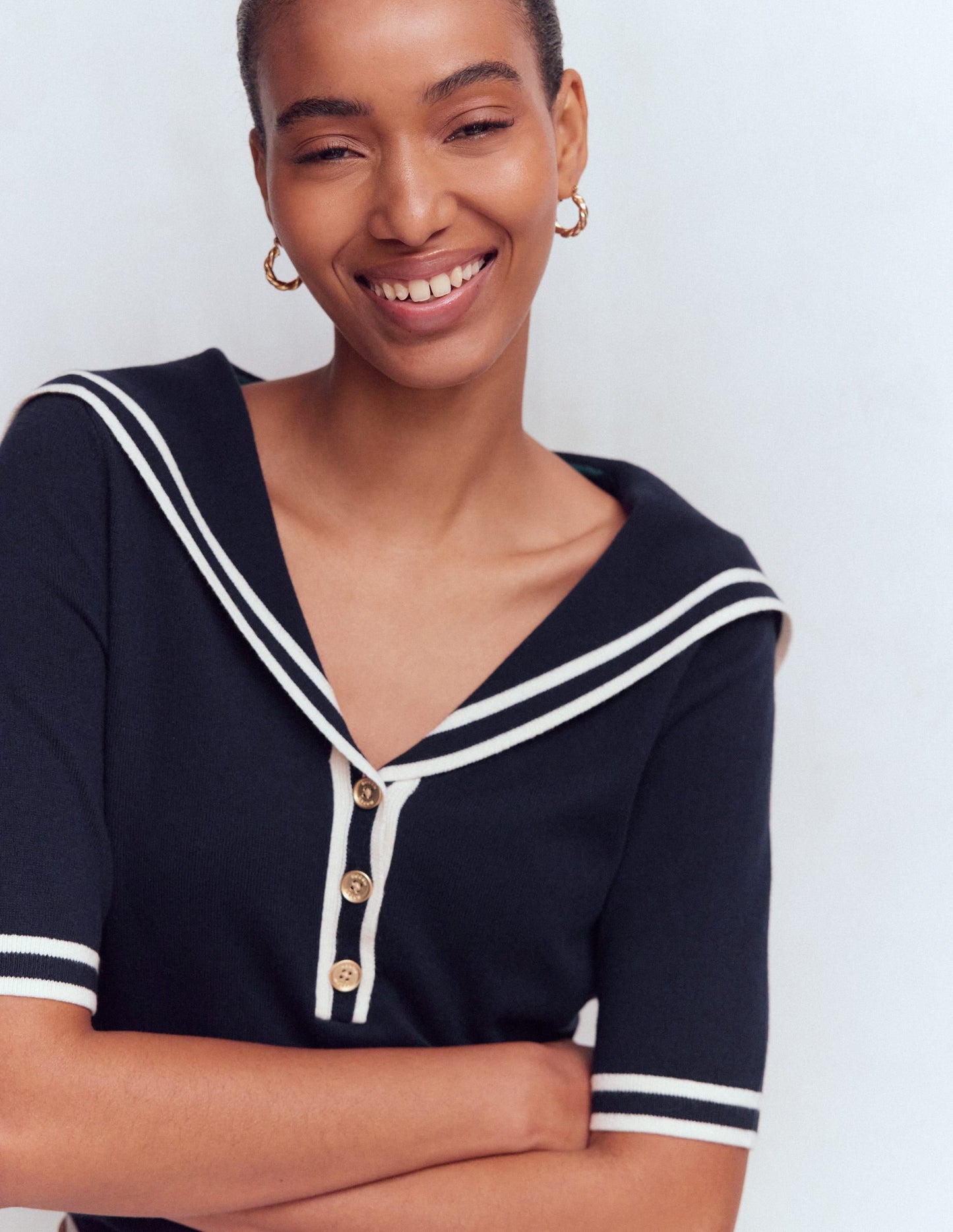 Sailor Collar sweater-Navy