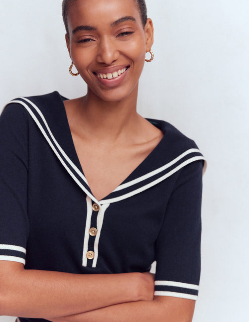 Sailor Collar sweater-Navy