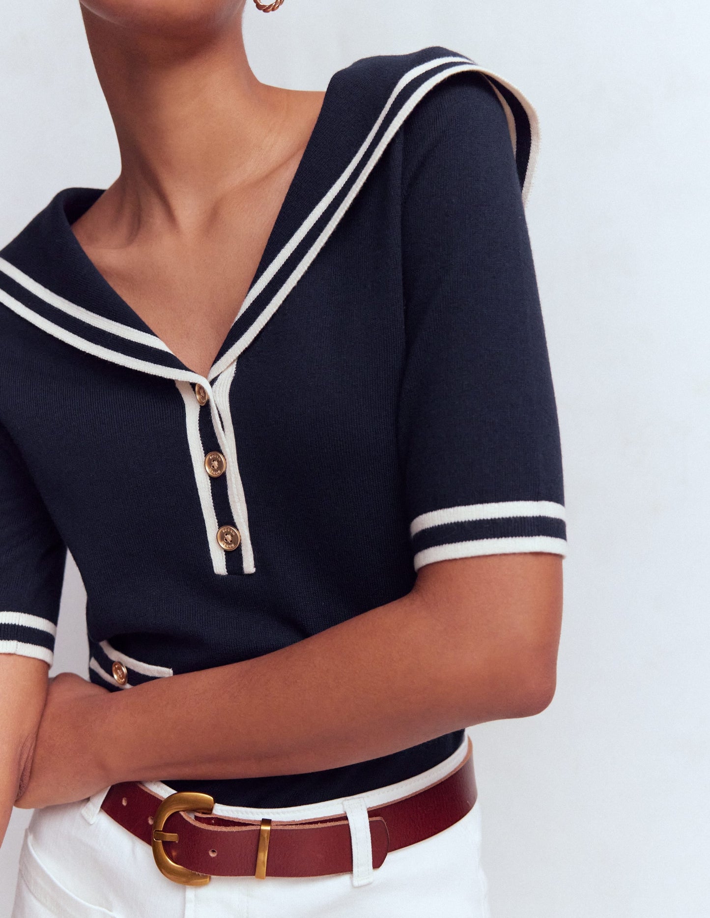 Sailor Collar sweater-Navy