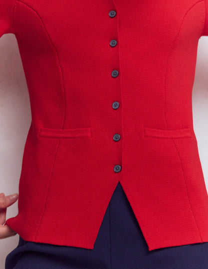 Short Sleeve Knitted Jacket-Red