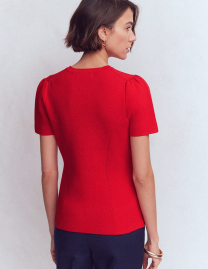 Short Sleeve Knitted Jacket-Red