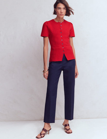 Short Sleeve Knitted Jacket-Red