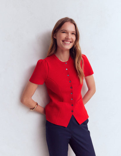 Short Sleeve Knitted Jacket-Red