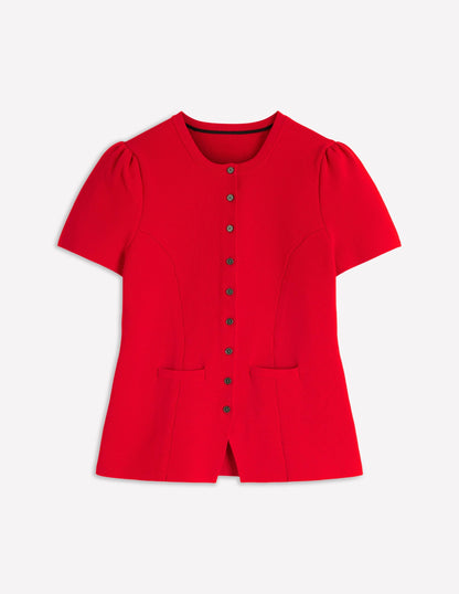 Short Sleeve Knitted Jacket-Red