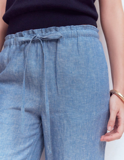Islington Linen Pants-Blue Chambray