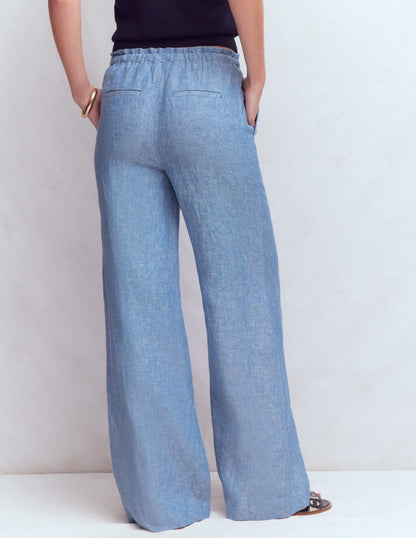 Islington Linen Pants-Blue Chambray