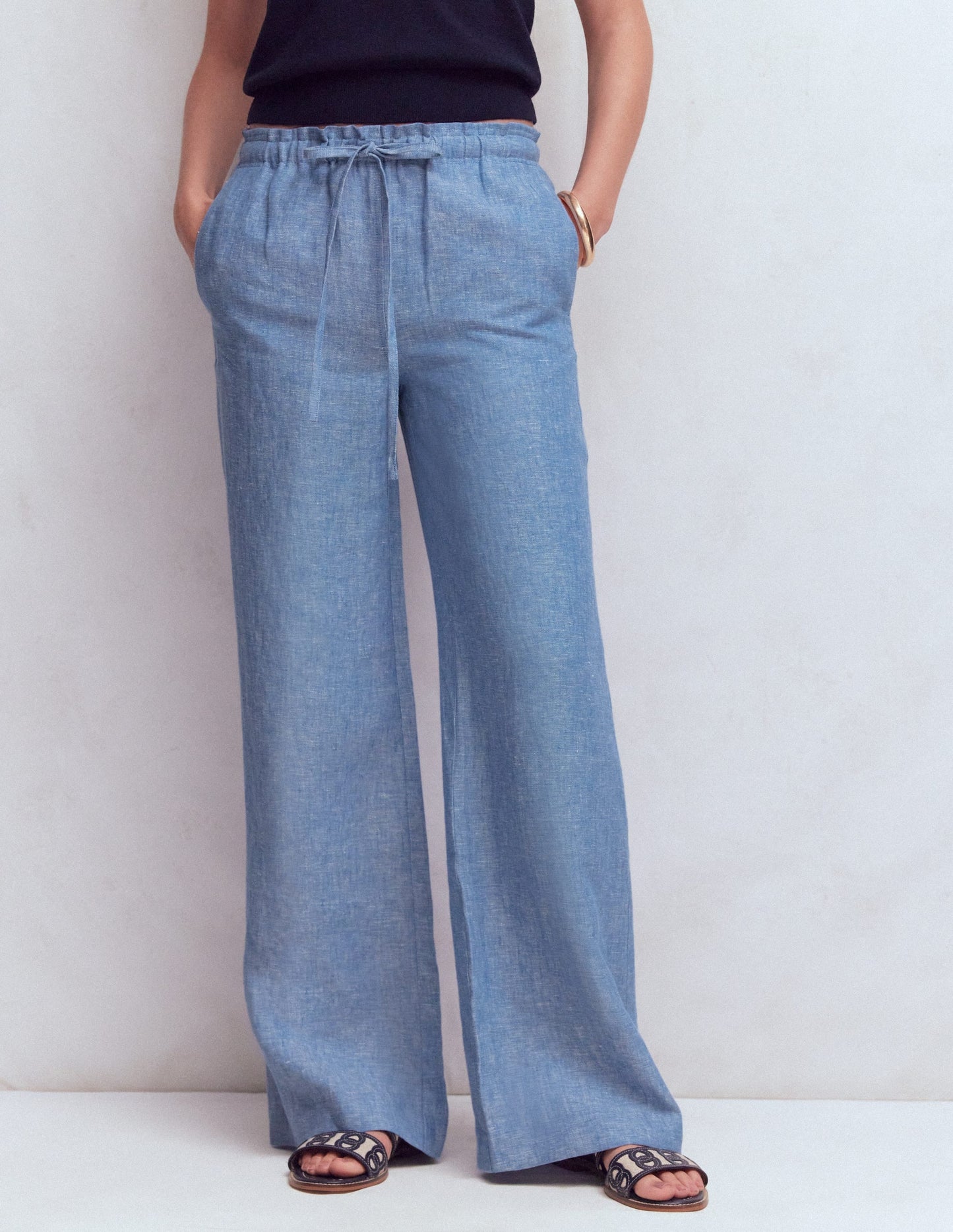 Islington Linen Pants-Blue Chambray