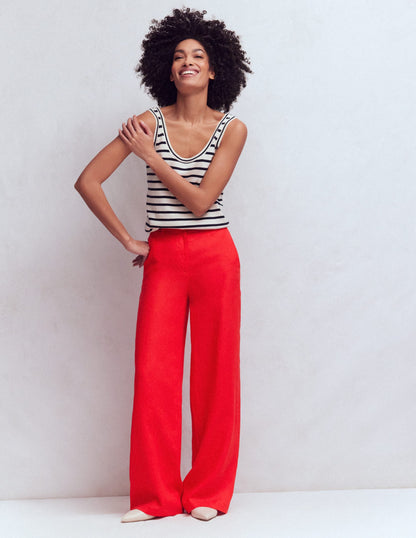 Belgravia Linen Pants-Bright Cherry