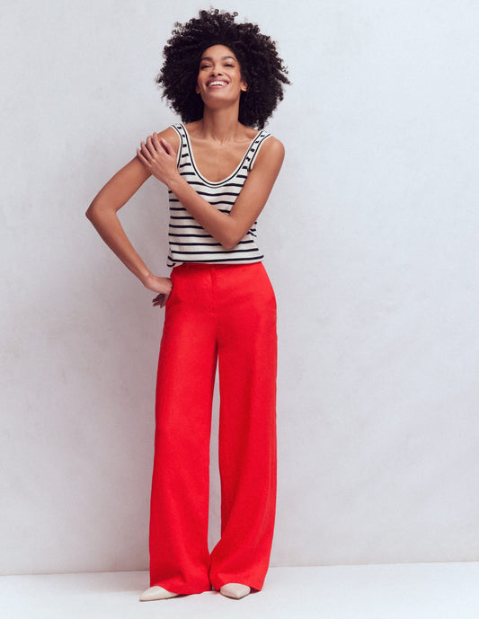 Belgravia Linen Pants-Bright Cherry