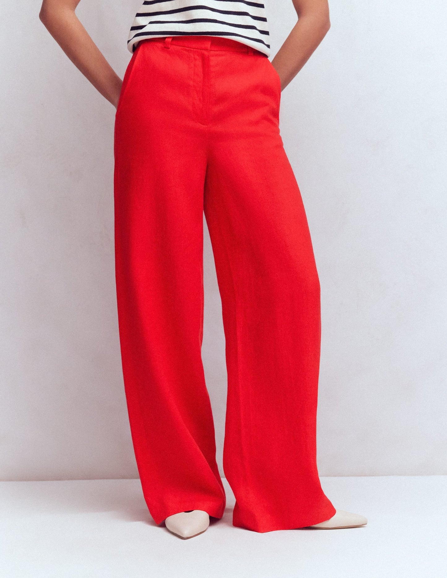 Belgravia Linen Pants-Bright Cherry