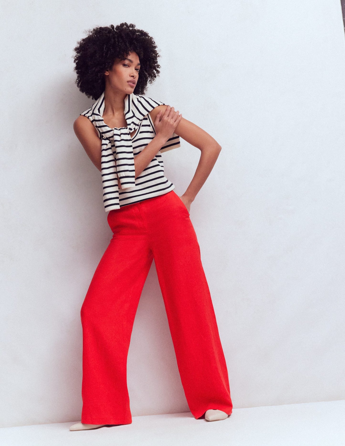 Belgravia Linen Pants-Bright Cherry