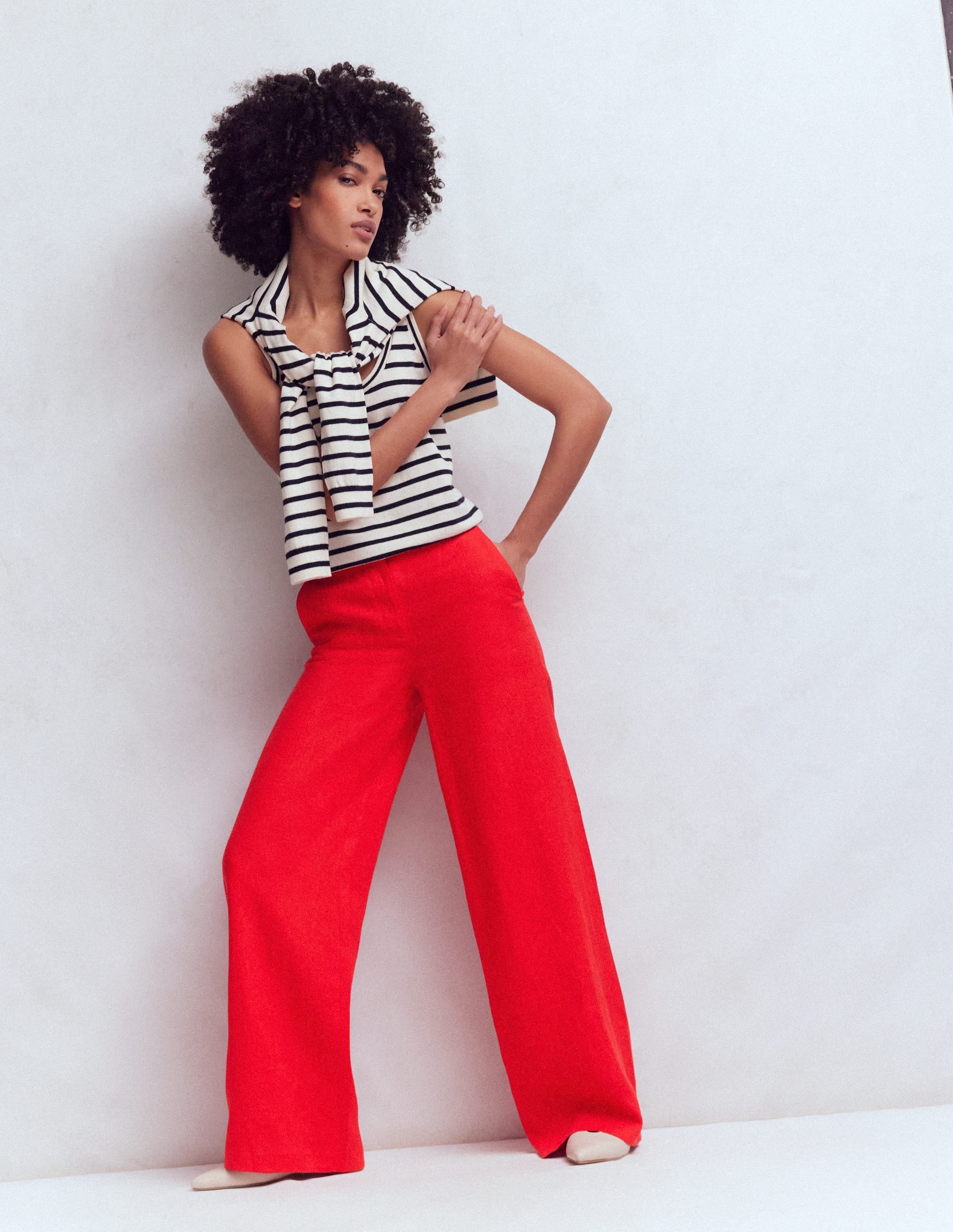 Belgravia Linen Pants-Bright Cherry