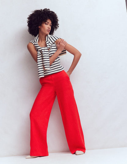 Belgravia Linen Pants-Bright Cherry