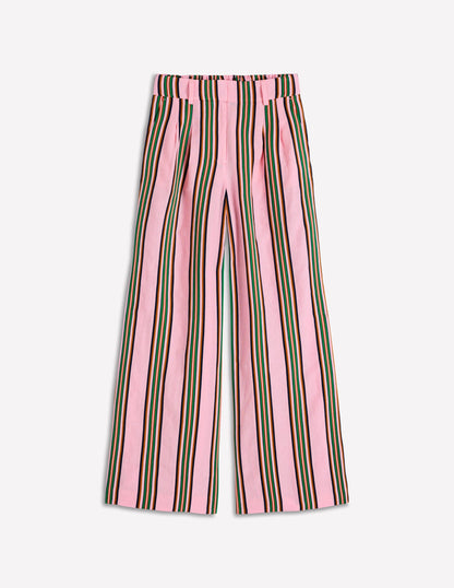 Kensington Linen Pants-Pink and Green Stripe
