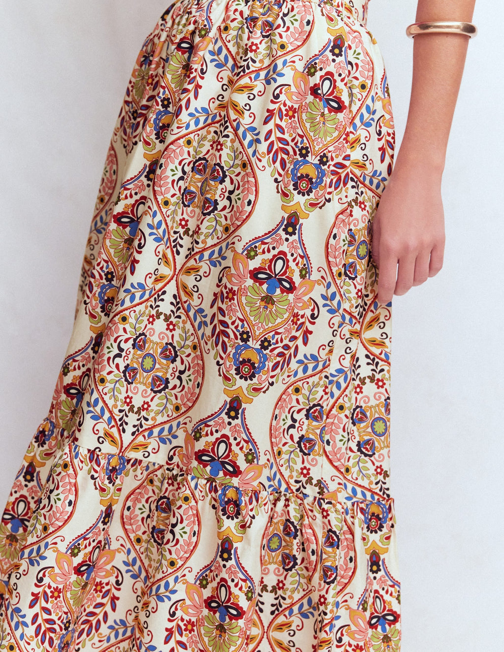 Abigail Poplin Maxi Skirt-Multi, Enchanted Gardenia