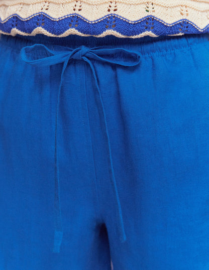 Islington Linen Shorts-Kingfisher Blue