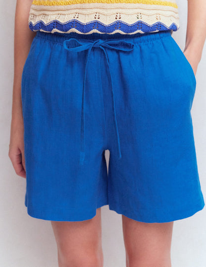 Islington Linen Shorts-Kingfisher Blue
