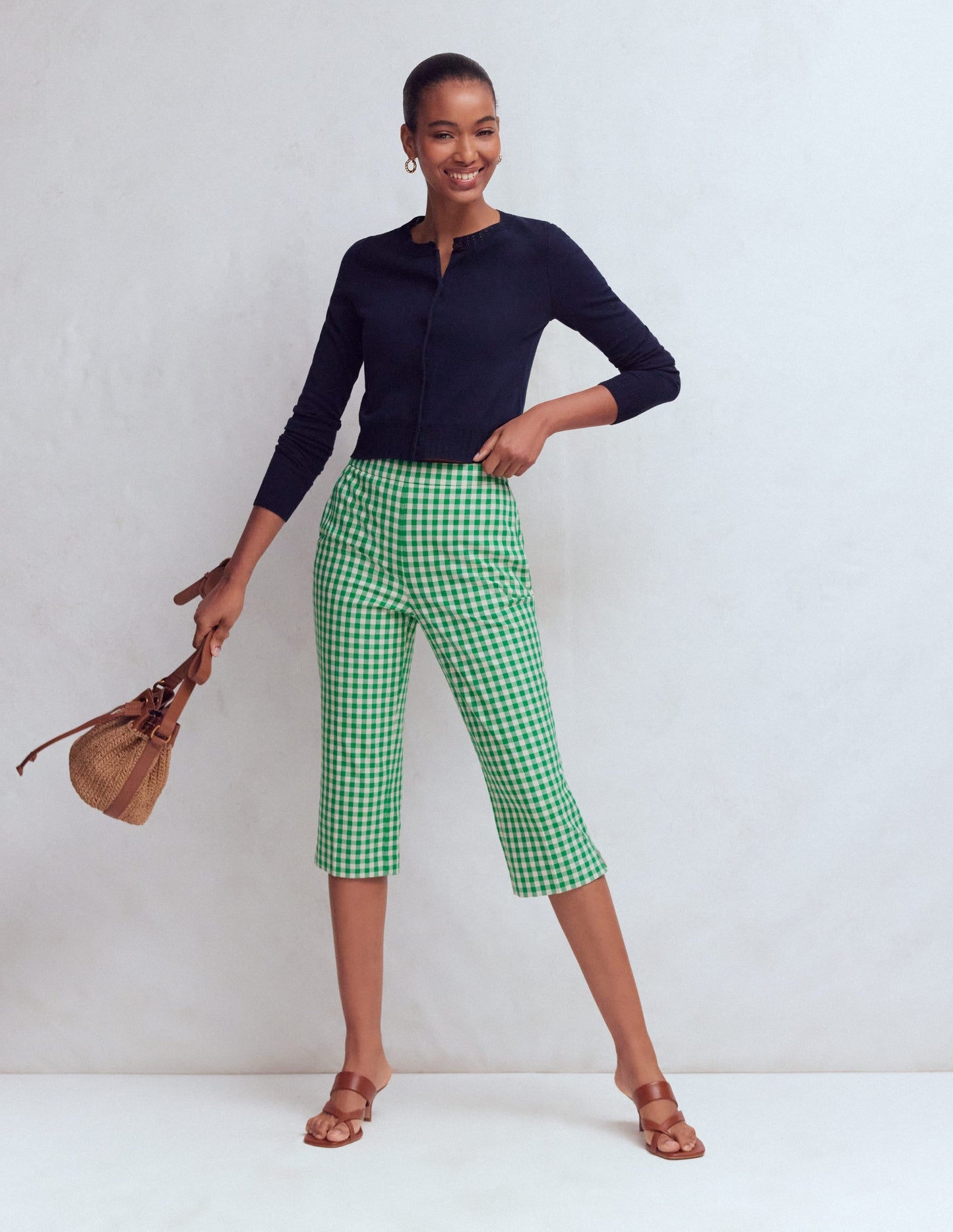 Capri Pants-Rich Emerald, Gingham