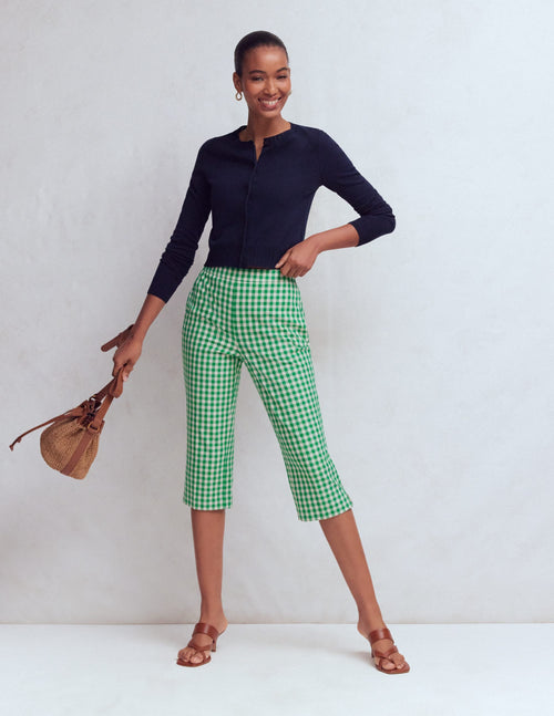 Capri Pants-Rich Emerald, Gingham