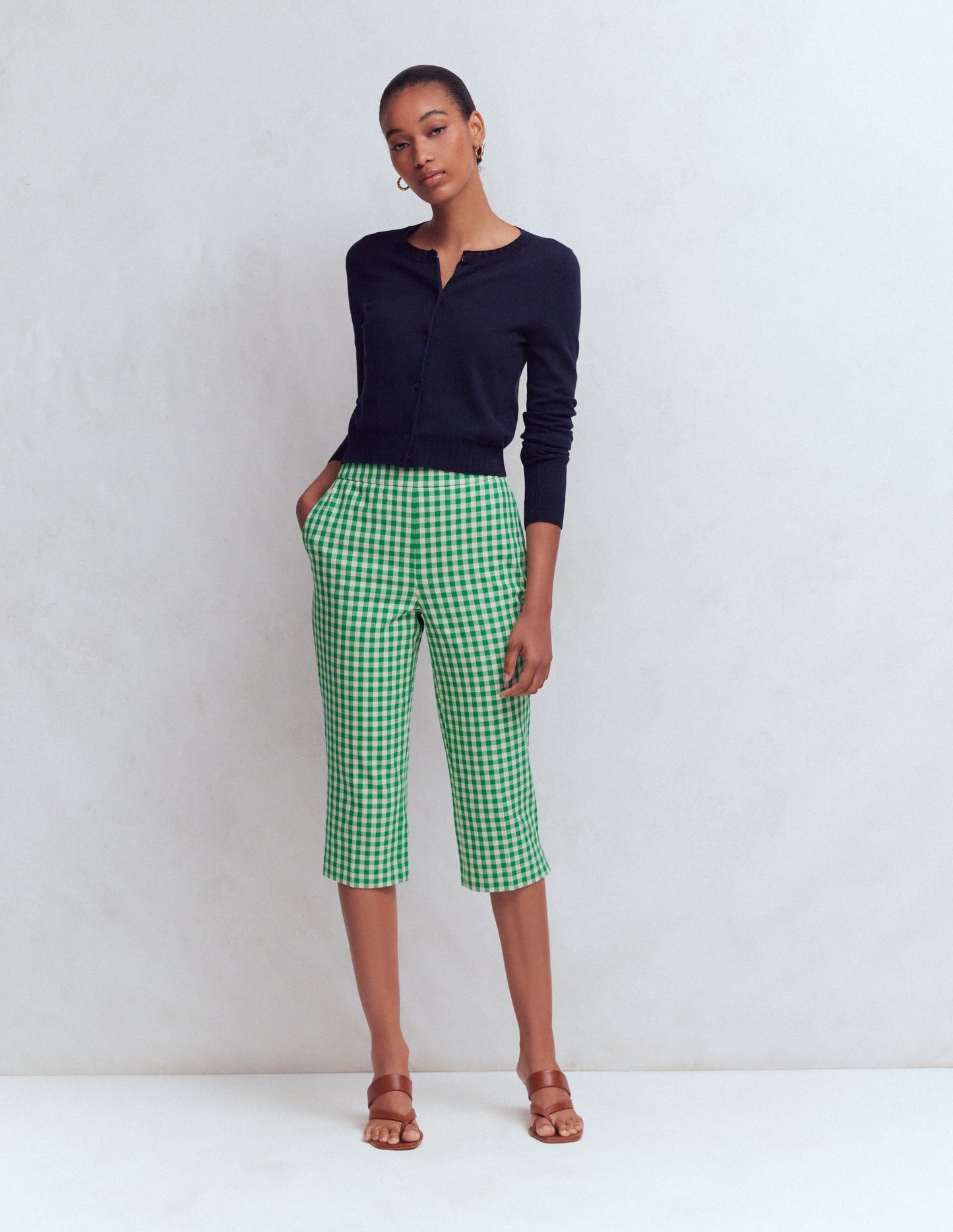 Capri Pants-Rich Emerald, Gingham