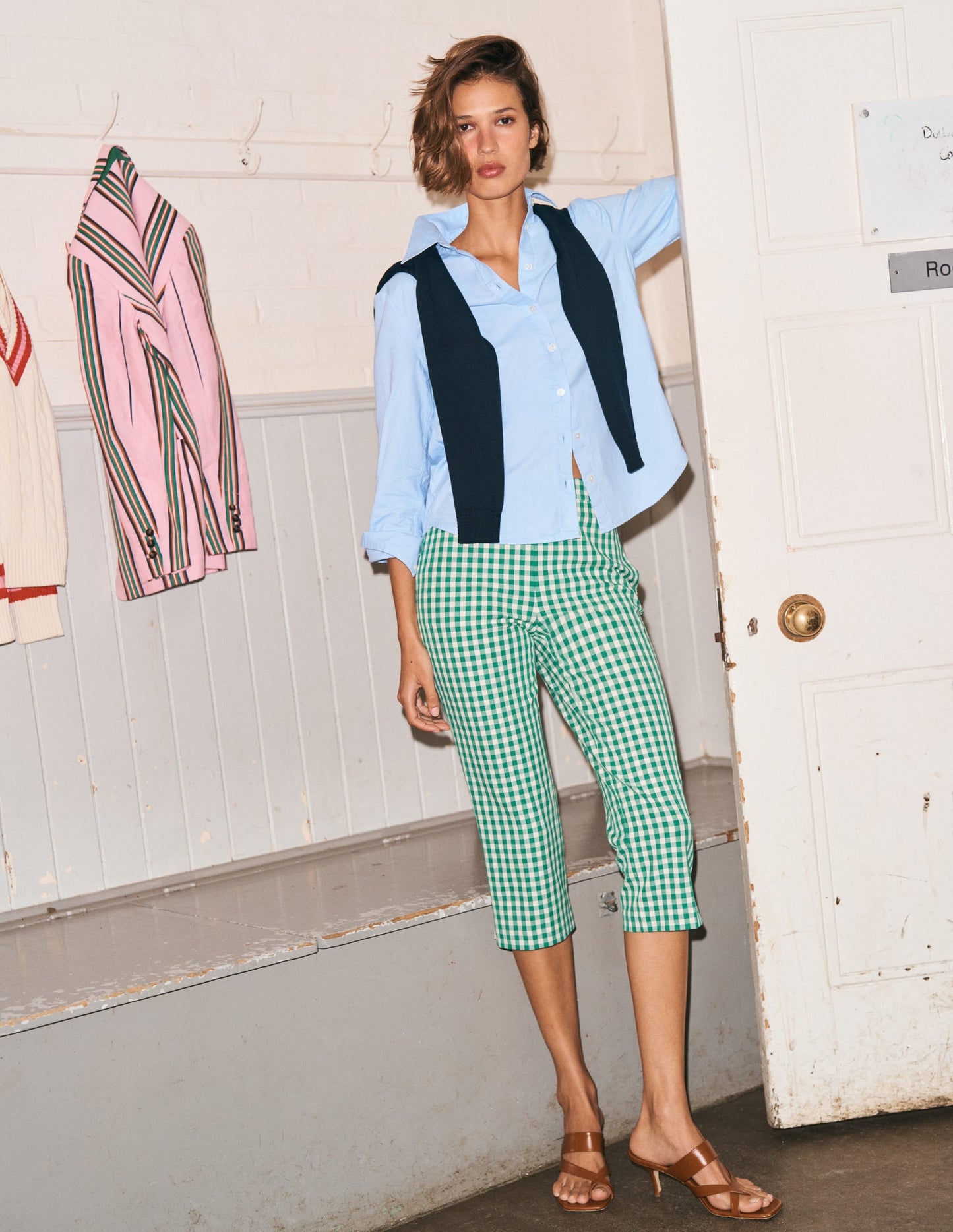 Capri Pants-Rich Emerald, Gingham