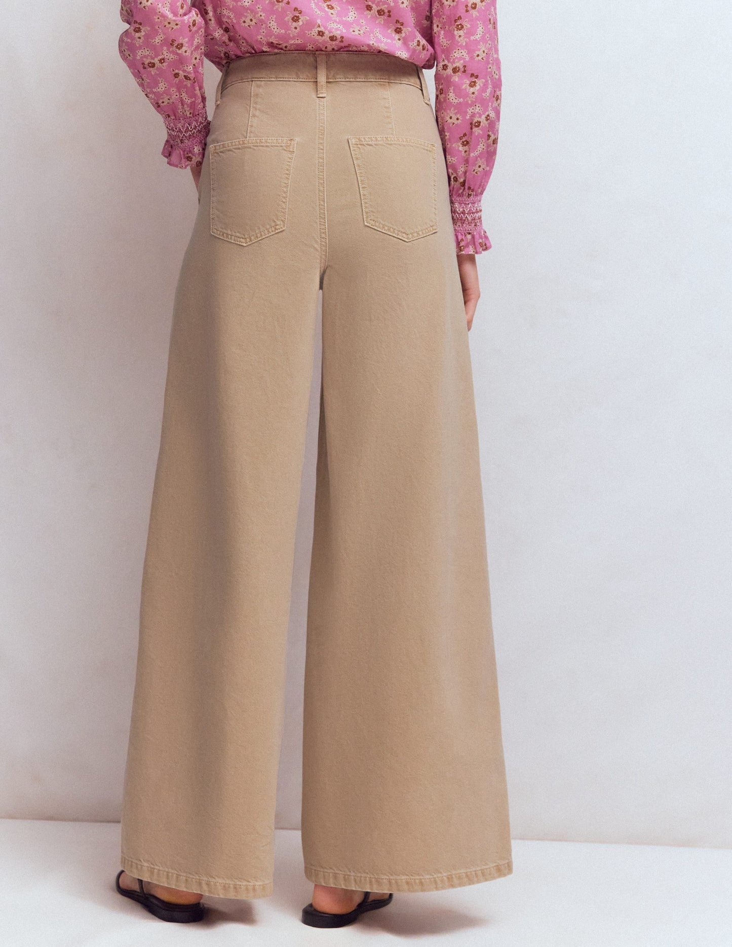 High Rise Palazzo Jeans-Cappuccino