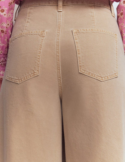 High Rise Palazzo Jeans-Cappuccino