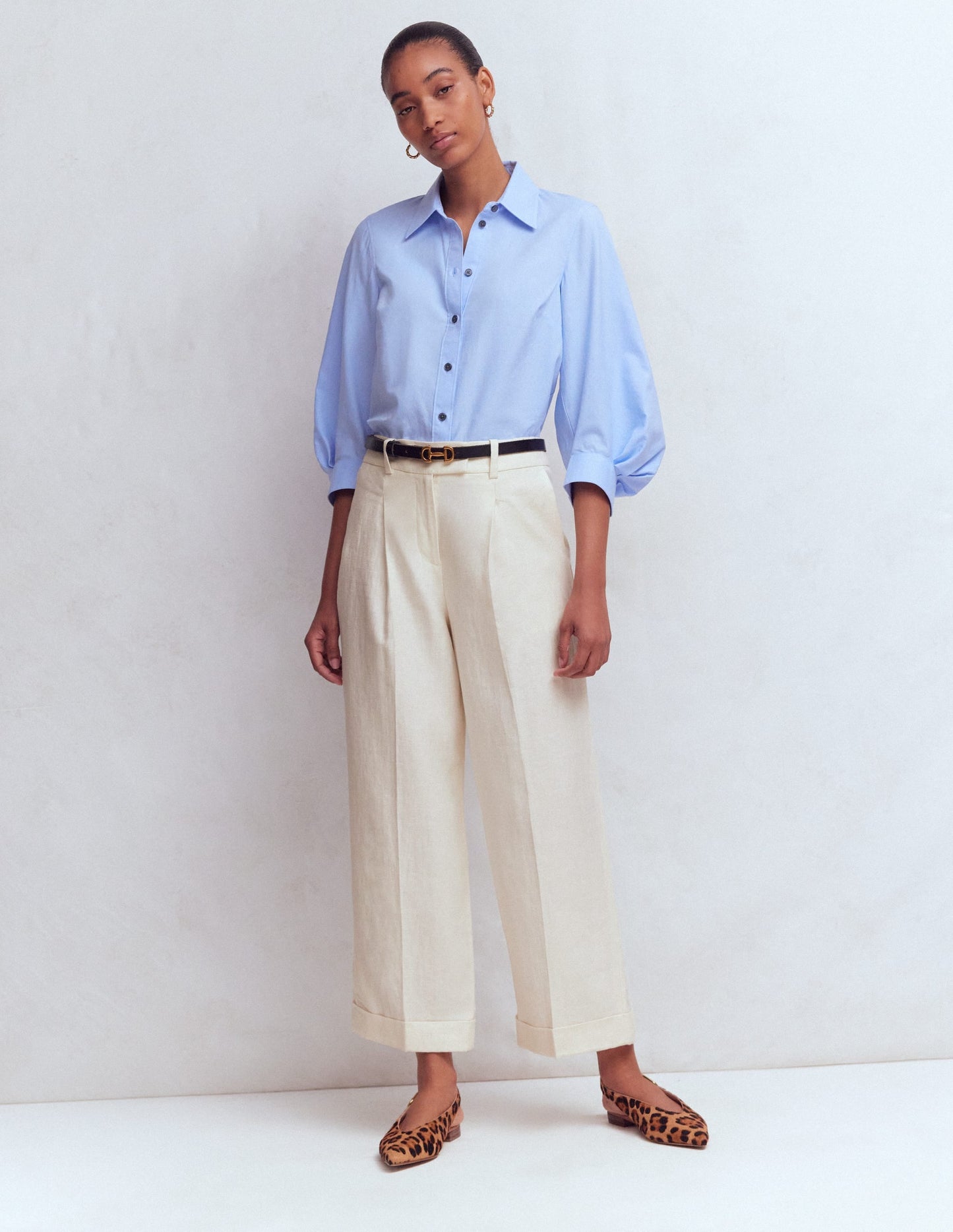Chiswick Crop Linen Pants-Ivory