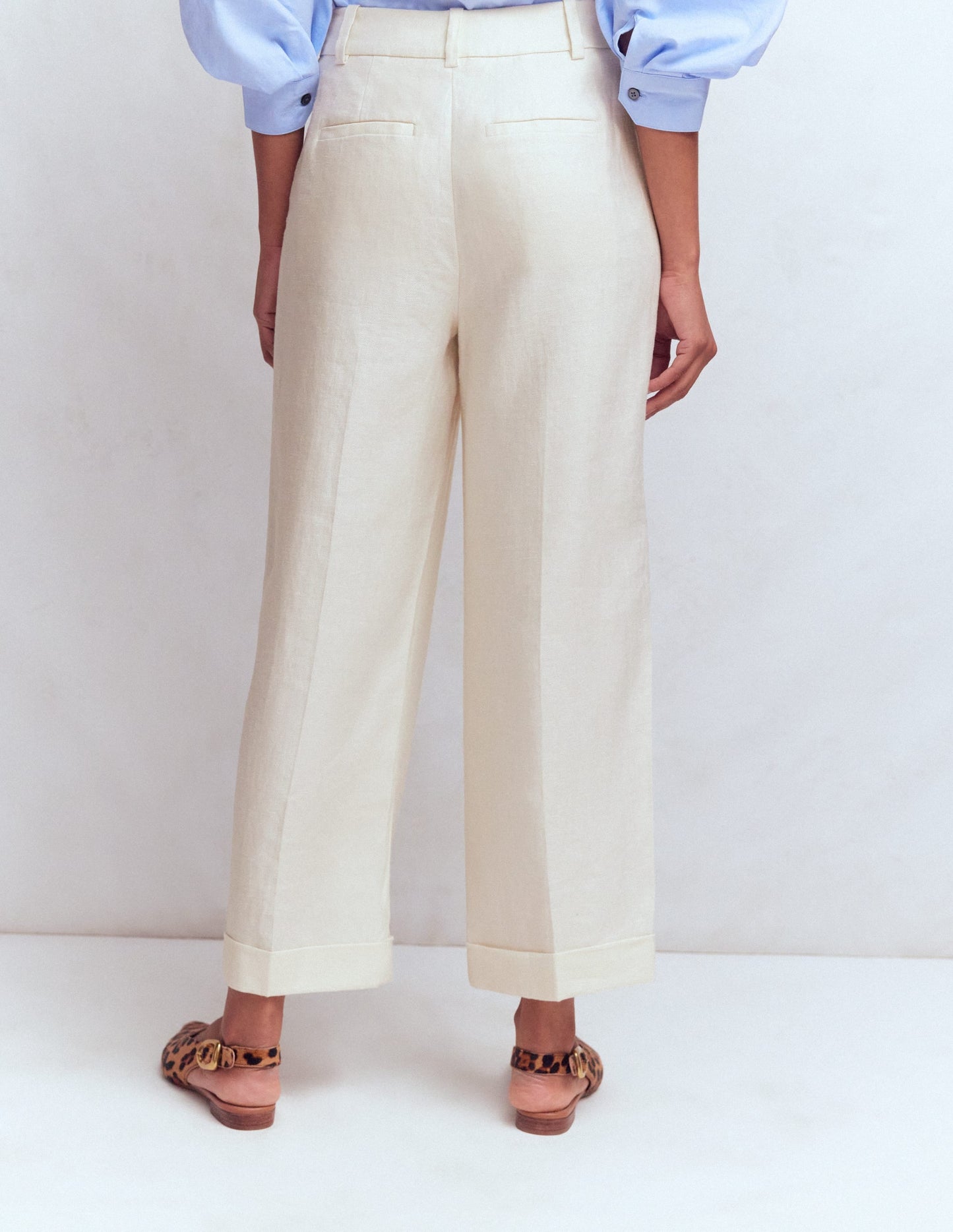Chiswick Crop Linen Pants-Ivory