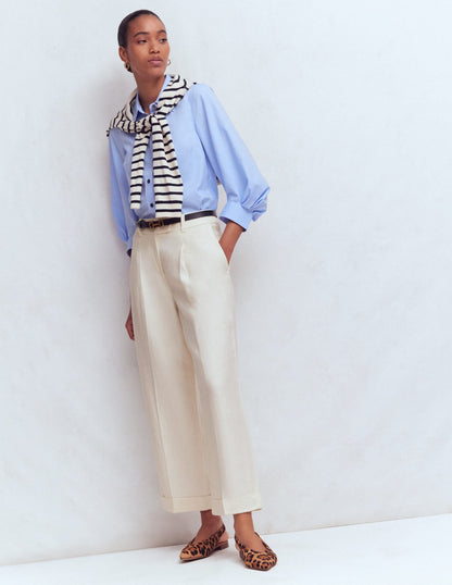 Chiswick Crop Linen Pants-Ivory