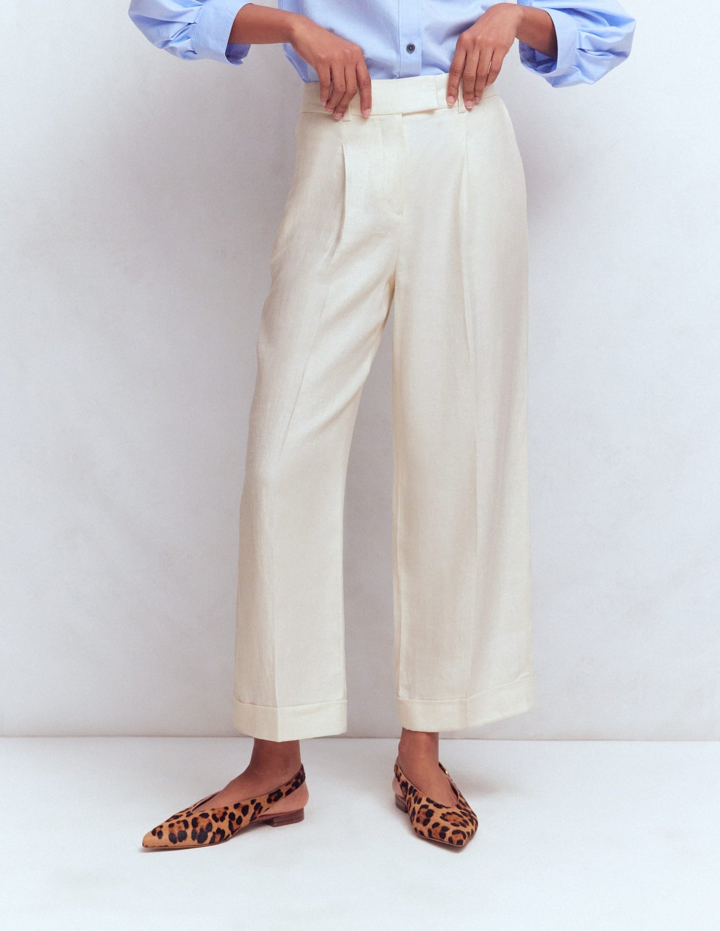 Chiswick Crop Linen Pants-Ivory