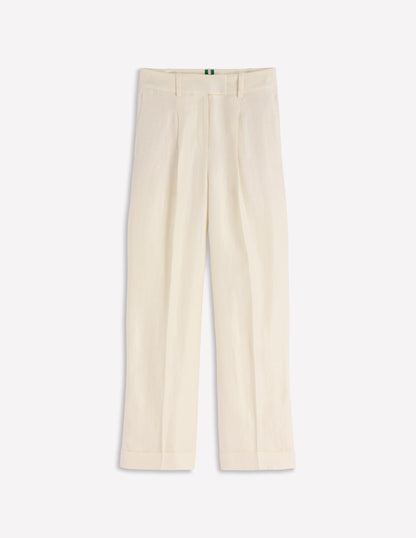 Chiswick Crop Linen Pants-Ivory