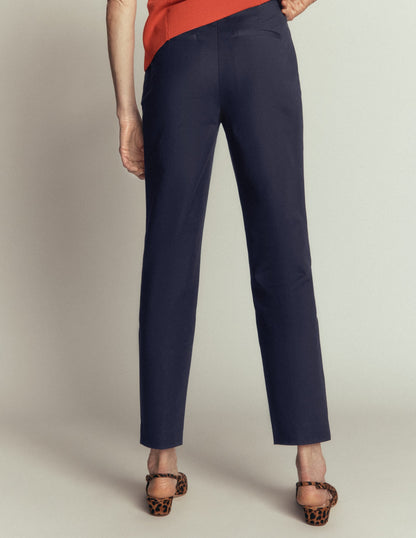 Slim Leg Cotton Pants-Navy