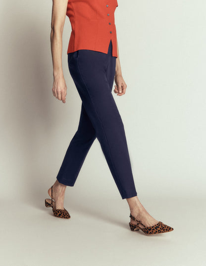 Slim Leg Cotton Pants-Navy
