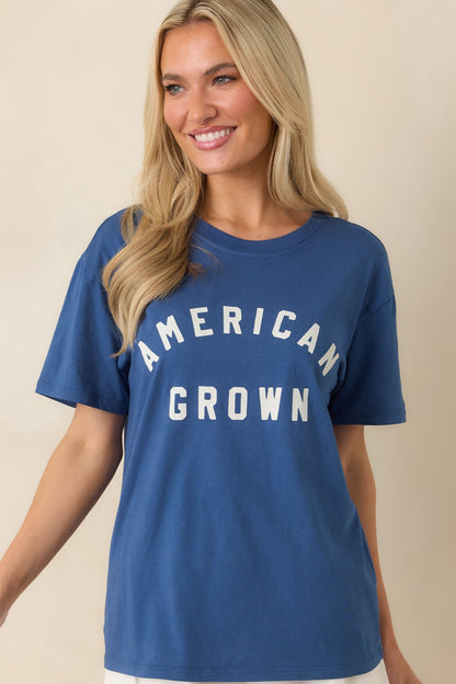 Z Supply American Grown Deep Blue Cotton Boyfriend Tee