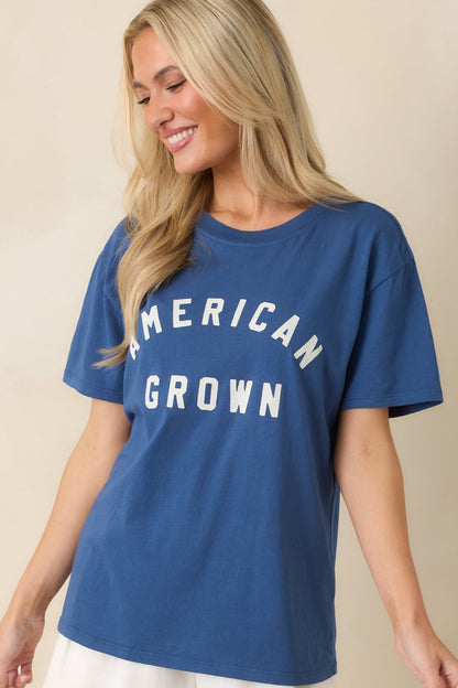 Z Supply American Grown Deep Blue Cotton Boyfriend Tee
