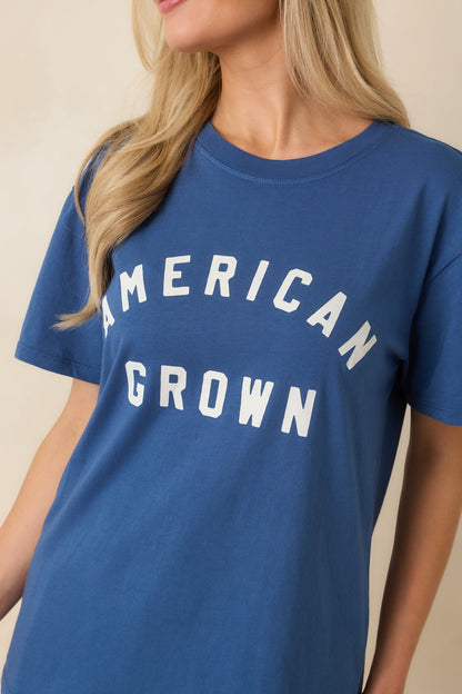 Z Supply American Grown Deep Blue Cotton Boyfriend Tee