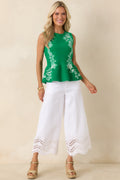 There She Is Green Floral Knit Peplum Top