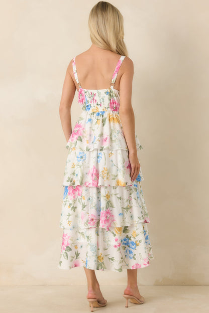Could Stay Here Forever White Multi Floral Maxi Dress