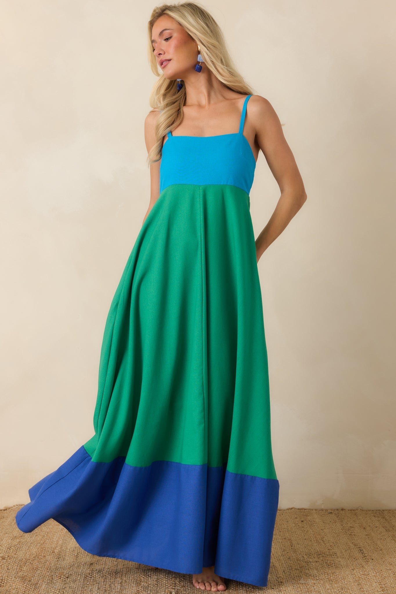 Paradisa Atlantis Green & Blue Color Block Maxi Dress
