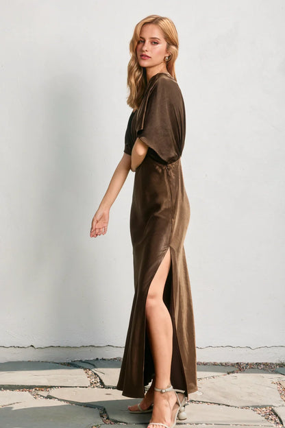 Dress Forum Satin Blouson Maxi Dress