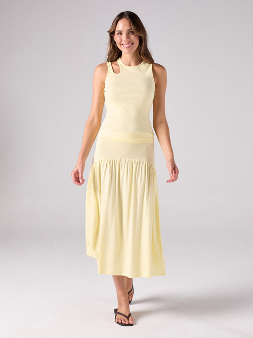 Cut Out Rib Tank - Pastel Yellow