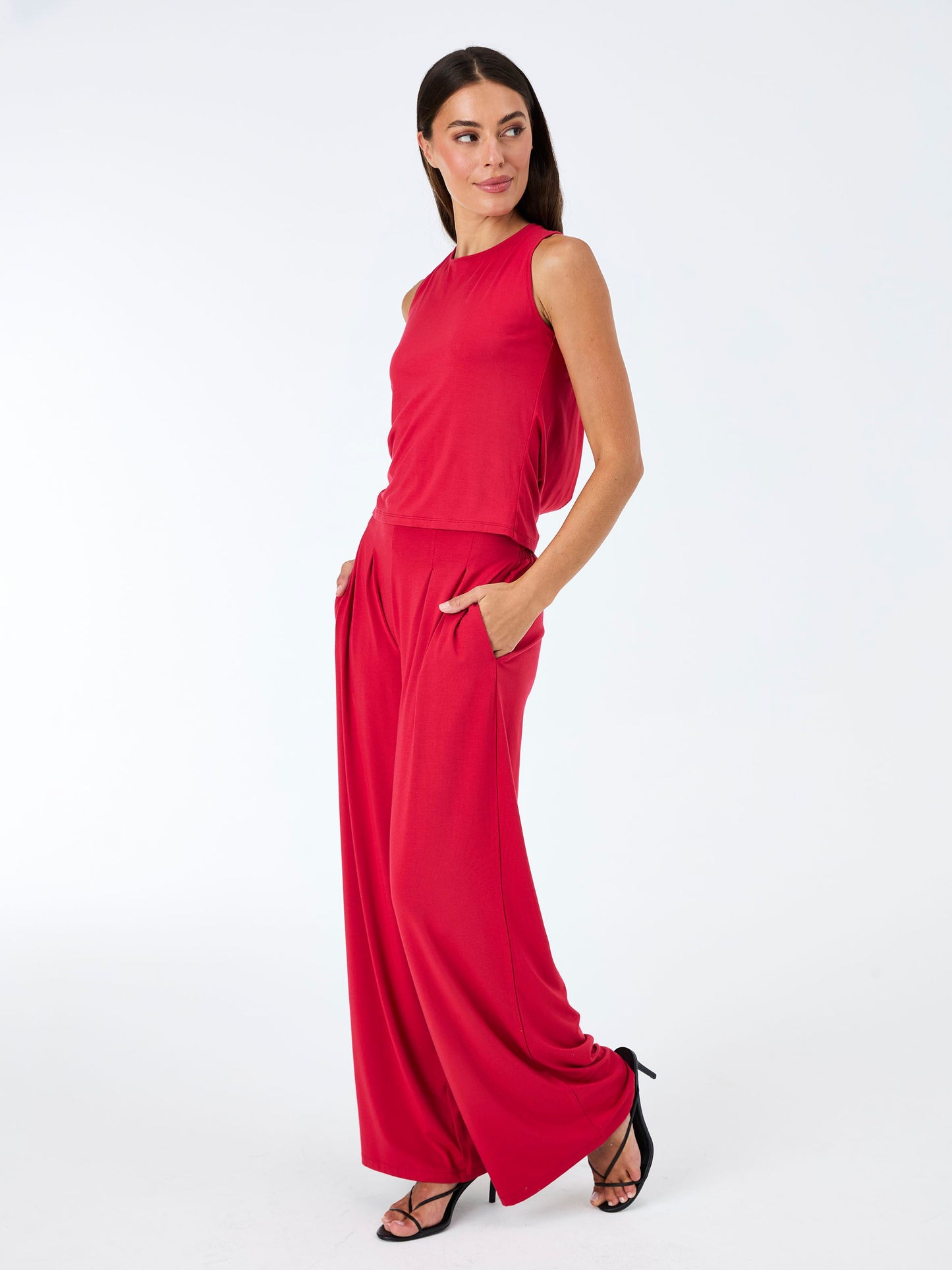 Cowl Back Top - Cherry