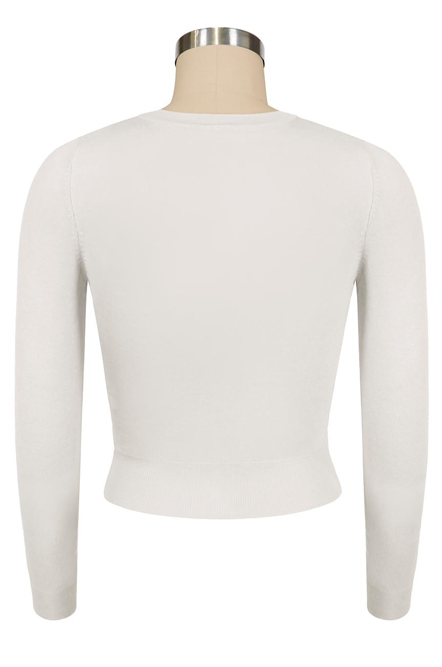 D'Amour Long Sleeve Crop Cardigan (Off White)