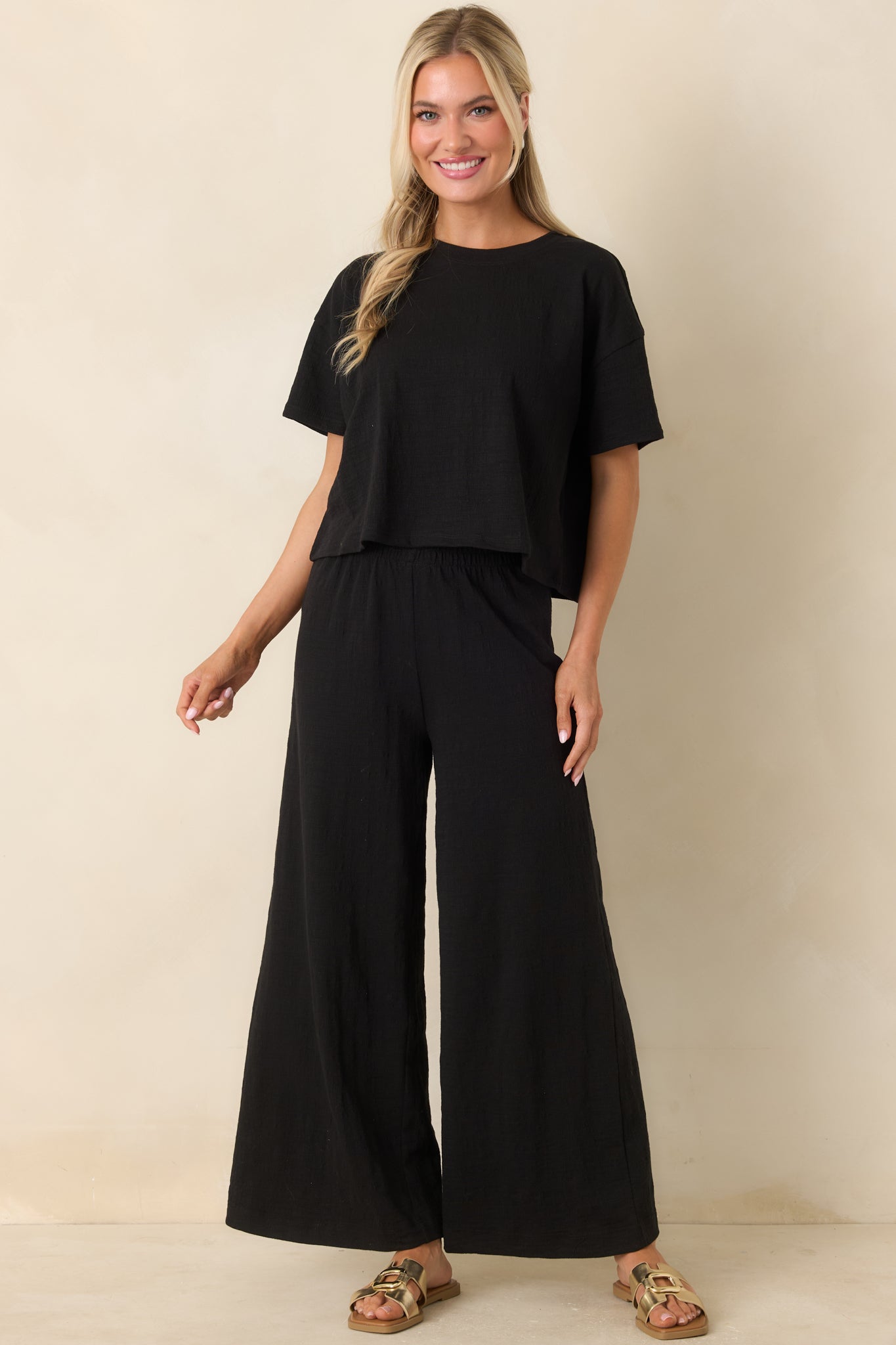 Z Supply Sway Black Textured Cropped Tee