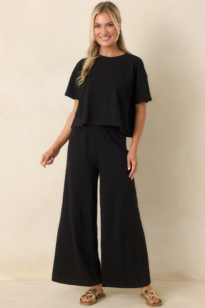 Z Supply Sway Black Textured Cropped Tee