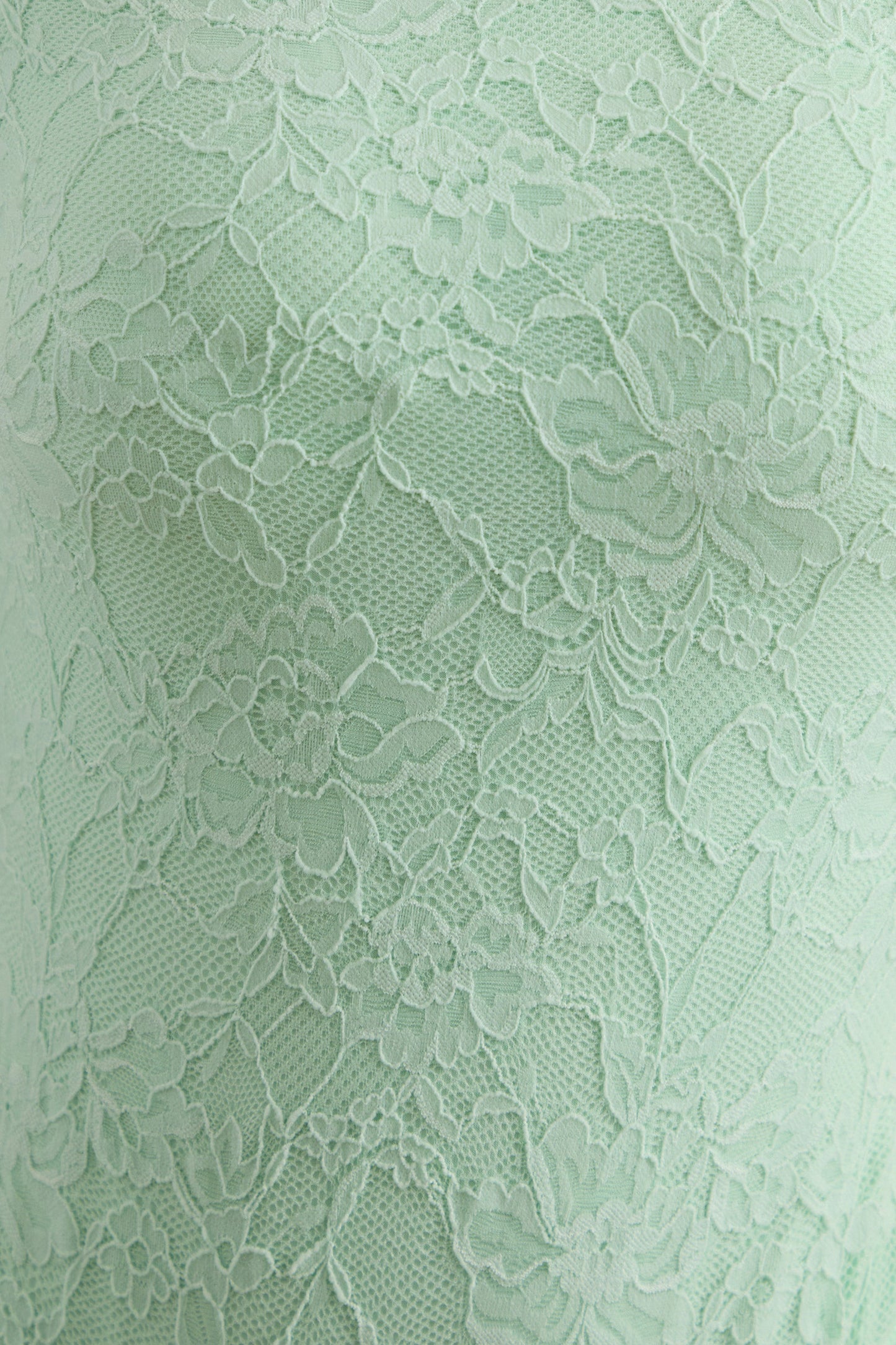 Nessia | Mint Lace Round-Neck Bodysuit With Long-Sleeves