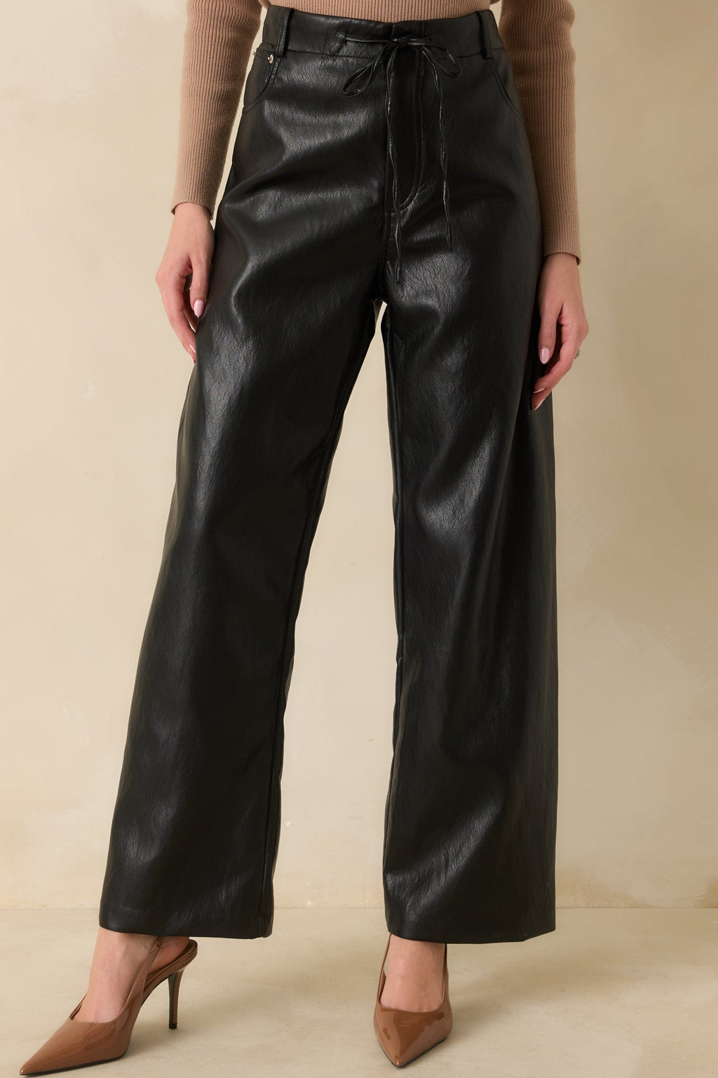 In The Mix Black Faux Leather Wide Leg Pants