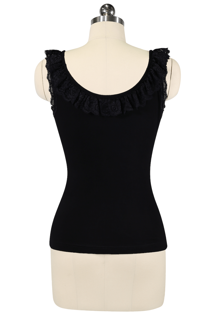 D'Amour Follies Madame Ruffle Singlet (Black)