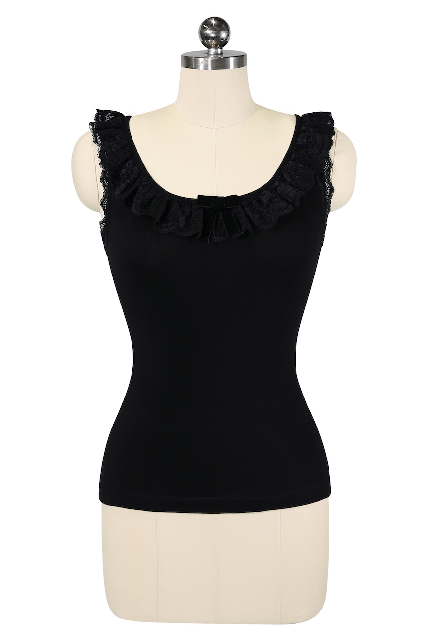D'Amour Follies Madame Ruffle Singlet (Black)
